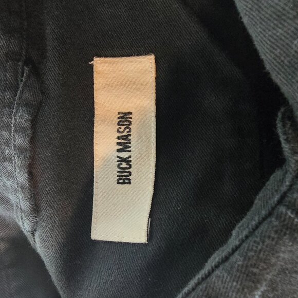 Buck Mason Shirt Mens Medium Black Button Up Long Sleeve Pocket Rayon Casual - Picture 8 of 12